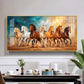 Running Horses Brown & White Glass Finish Horizontal Wall Art