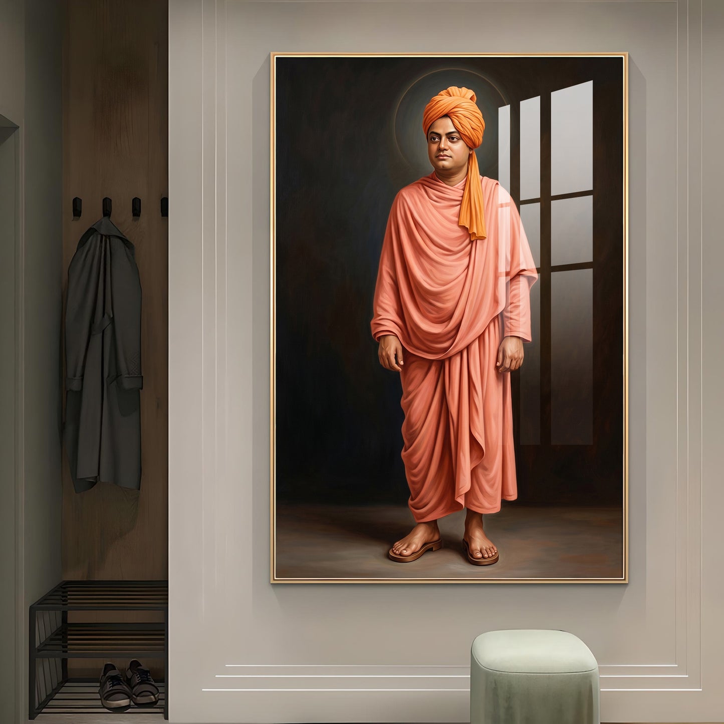 Swami Vivekananda Glass Finish Vertical Wall Art