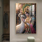 Shree Krishna With Peacock Glass Finish Vertical Wall Art
