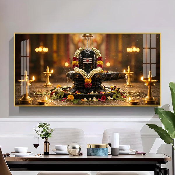 Shivling Eternal Devotion Glass Finish Horizontal Wall Art