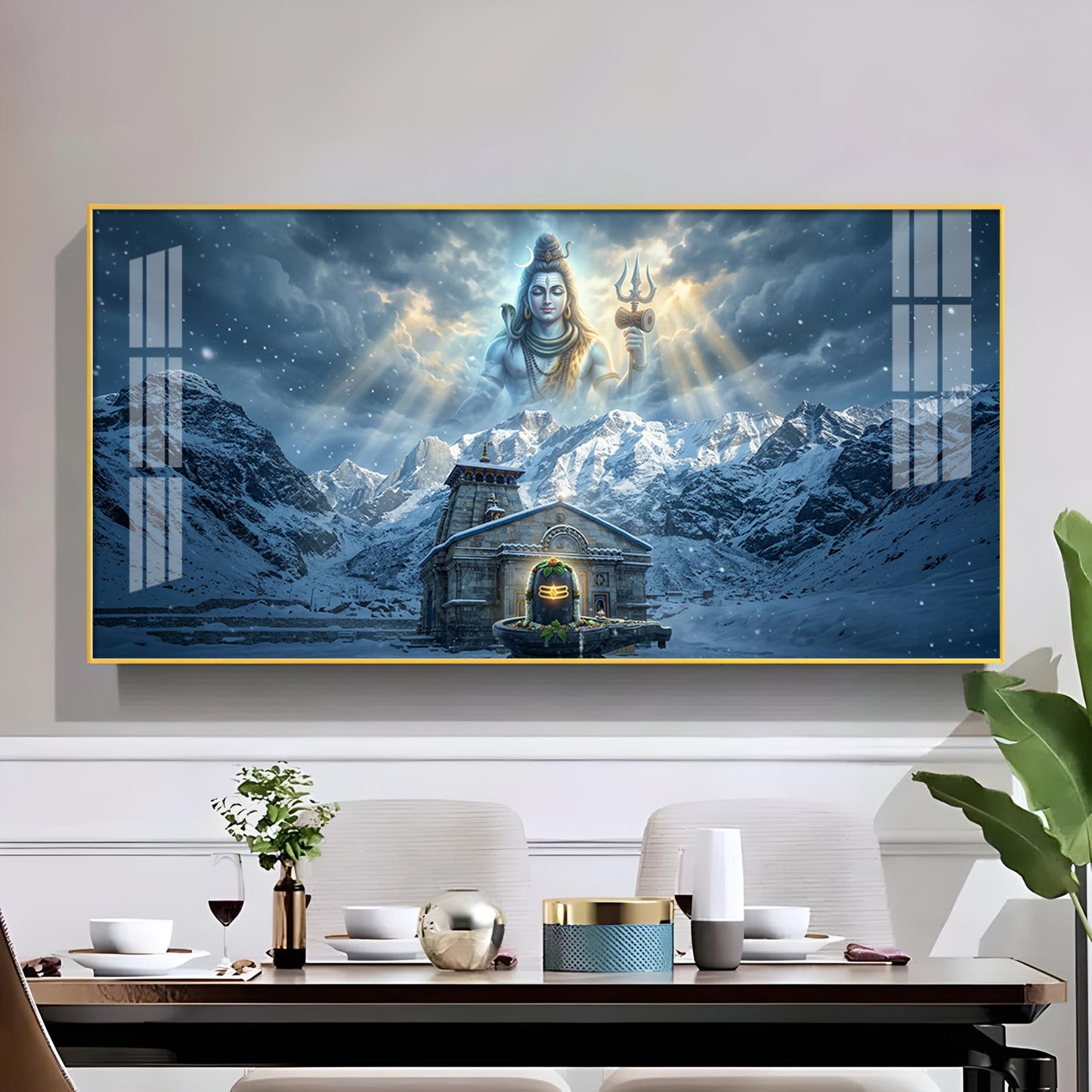 Mahadev In Kedarnath Glass Finish Horizontal Wall Art
