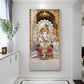 Elegant Lord Ganesh Ji Glass Finish Vertical Wall Art