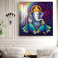 Hindu Deity Lord Ganesha Glass Finish Square Wall Art