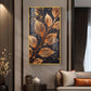 Sparkle Gold Foliage Leaves Glass Finish Vertical Wall Art