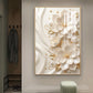 White Flowers With Golden Elements Glass Finish Vertical Wall Art
