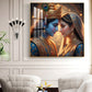 Divine Lord Radha and Krishna Glass Finish Square Wall Art