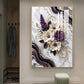 Beautiful Purple & White Flowers Glass Finish Vertical Wall Art