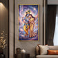 Divine Radhe Rani With Krishna Ji Glass Finish Vertical Wall Art