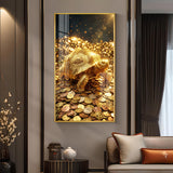 Lucky Turtle Glass Finish Vertical Wall Art