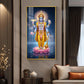 Divine Lord Vishnu Ji On Lotus Glass Finish Vertical Wall Art