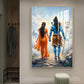 Divine Shiv Ji & Parvati Glass Finish Vertical Wall Art