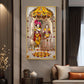 Divine Radha and Krishna Glass Finish Vertical Wall Art