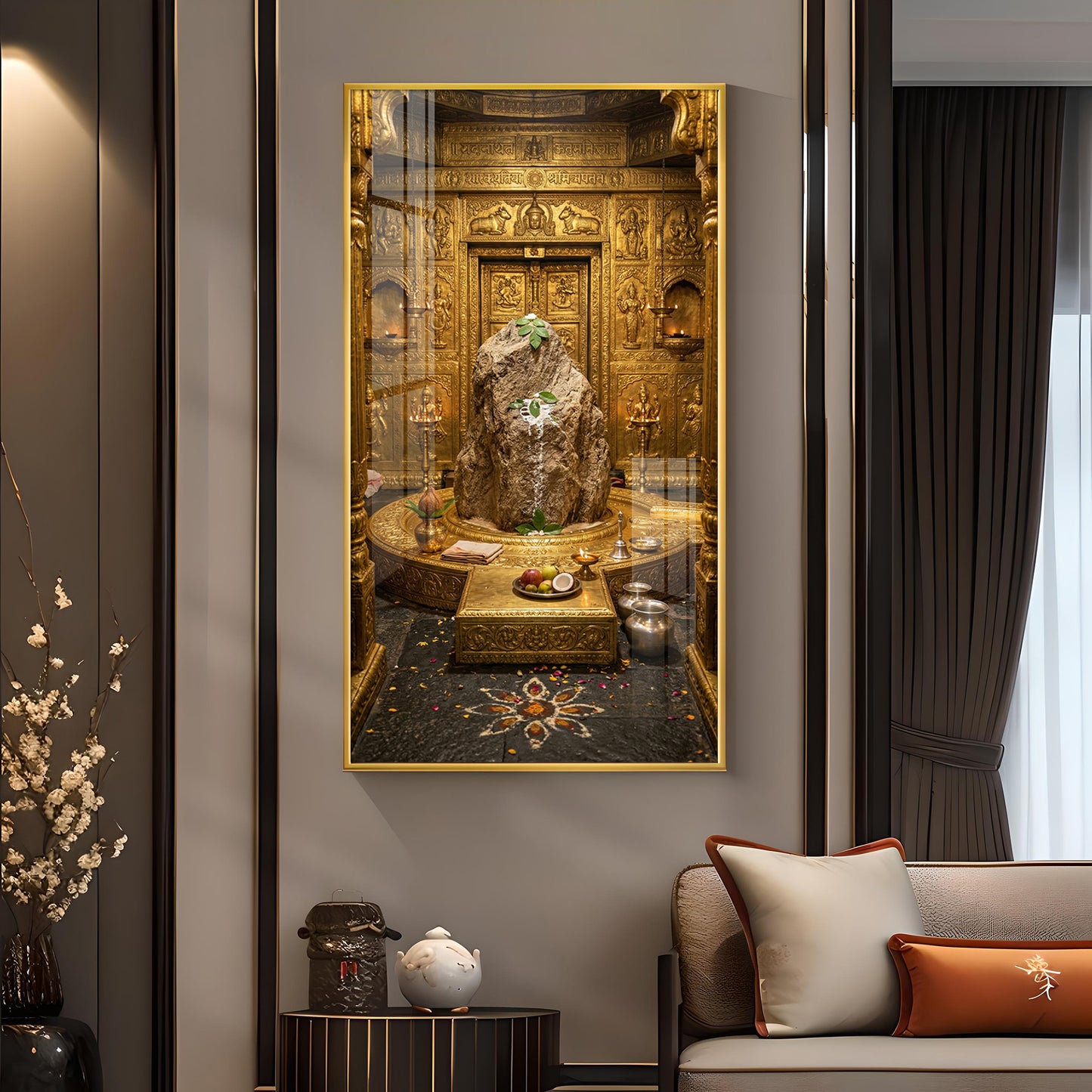 Divine Kedarnath Jyotirlinga Glass Finish Vertical Wall Art