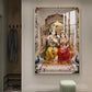 Hindu Deities Radha & Krishna Sitting Together Glass Finish Vertical Wall Art