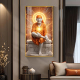 Sai Baba's Grace Glass Finish Vertical Wall Art