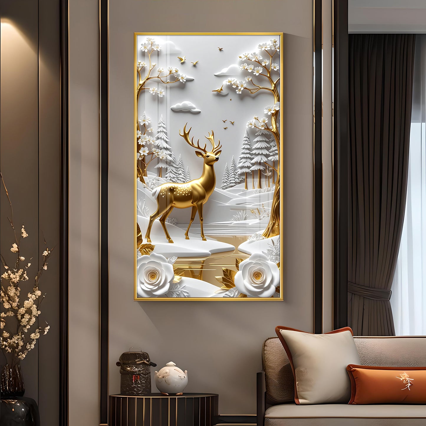Deerlighted Forest Glass Finish Vertical Wall Art