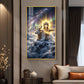 Mahadev With Nandi Glass Finish Vertical Wall Art