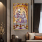 Depicting Radha & Krishna Glass Finish Vertical Wall Art