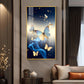 Azure Butterfly Dance Glass Finish Vertical Wall Art