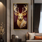 Golden Deer Head Glass Finish Vertical Wall Art