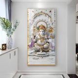 Lord Ganesha Ji Glass Finish Vertical Wall Art