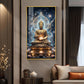 Meditating Buddha Glass Finish Vertical Wall Art
