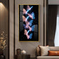 Blue & Pink Glowing Butterflies Glass Finish Vertical Wall Art