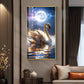 Majestic swan with feathers Glass Finish Vertical Wall Art