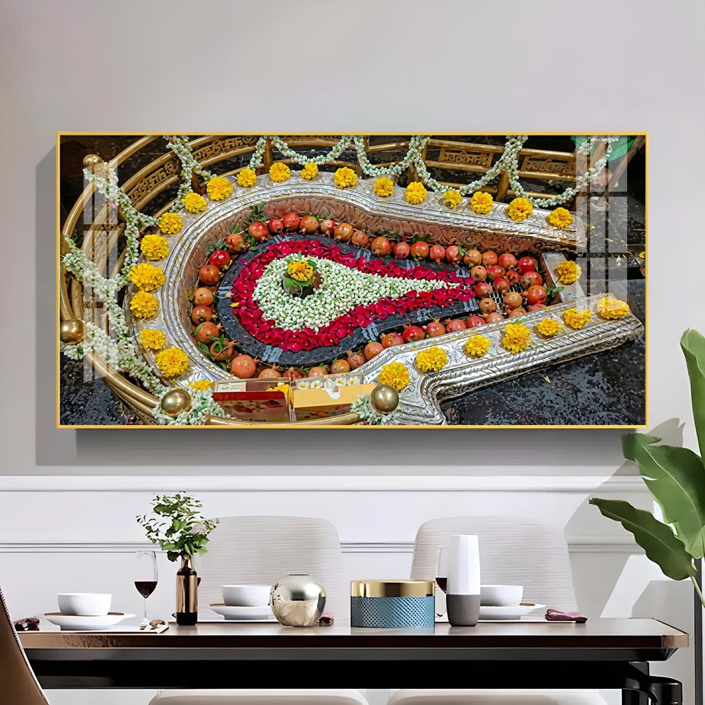 Bhimashankar Jyotirlinga Glass Finish Horizontal Wall Art