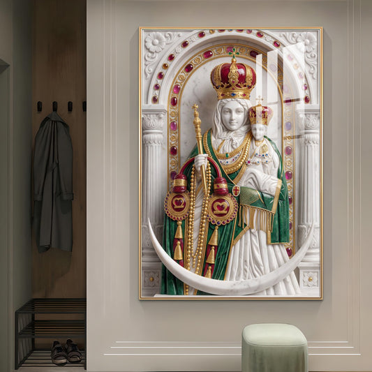 Velankanni Mother Mary Glass Finish Vertical Wall Art