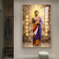 Depicting A Golden Buddha Glass Finish Vertical Wall Art