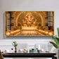 Lord Ganesha In A Golden Temple Glass Finish Horizontal Wall Art