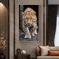 Wild Leopard With Blue Eyes Glass Finish Vertical Wall Art