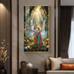 Beautiful Radha Krishna Divine Love Glass Finish Vertical Wall Art
