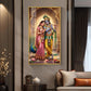 Eternal Bond of Radha Krishna Glass Finish Vertical Wall Art