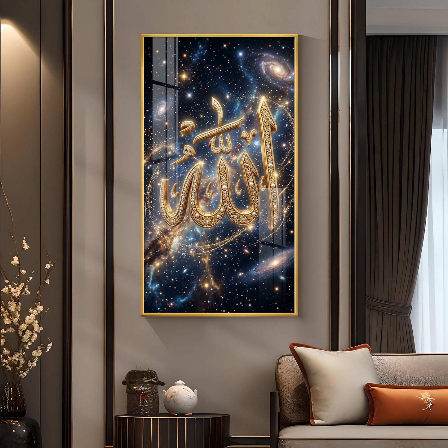 Khuda Glass Finish Vertical Wall Art