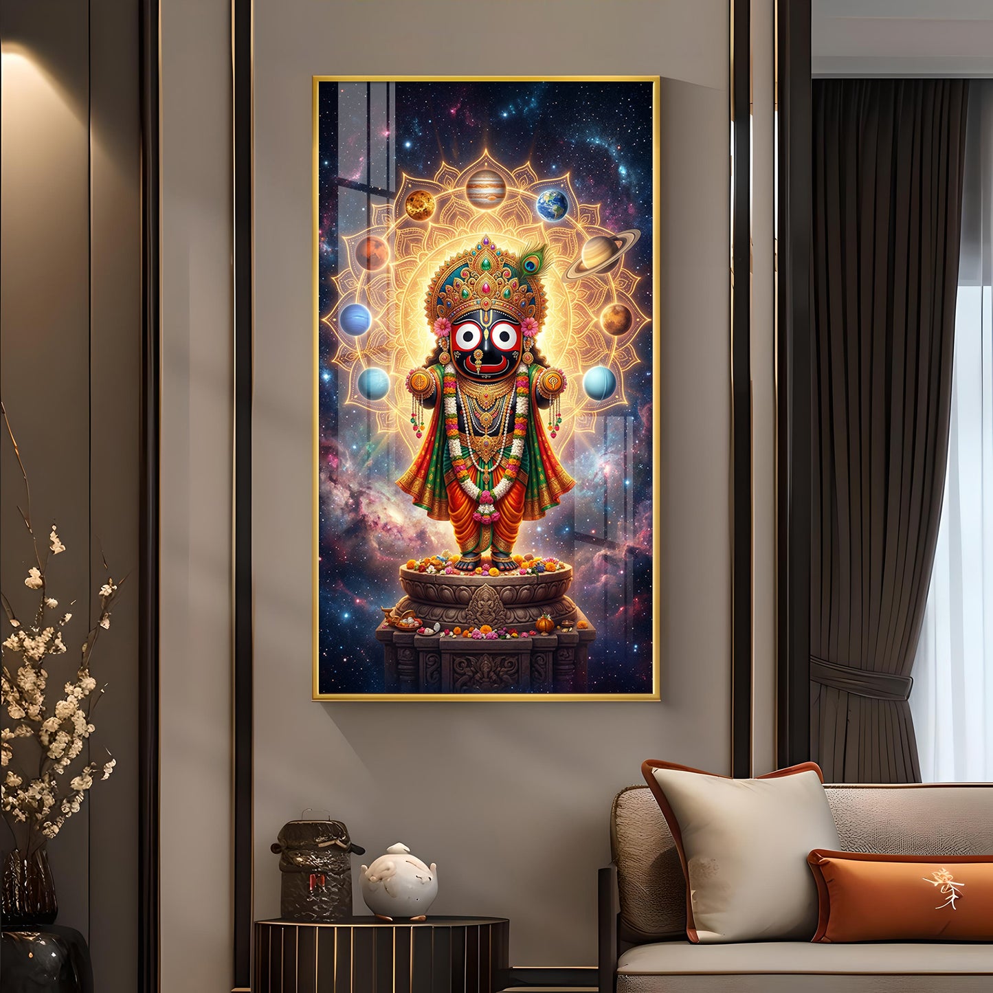 Lord Jagannath Prabhu Glass Finish Vertical Wall Art