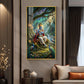 Shree Krishna With Flute Glass Finish Vertical Wall Art
