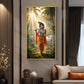 Lord Krishna Ji Playing Flute Glass Finish Vertical Wall Art