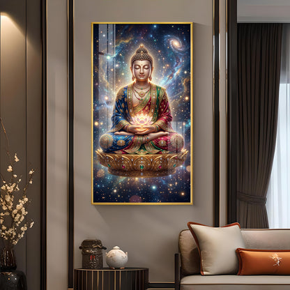 Tranquil Buddha Glass Finish Vertical Wall Art