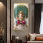Lord Ganesha Glass Finish Vertical Wall Art