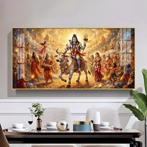 Har Har Mahadev Shambhu Glass Finish Horizontal Wall Art