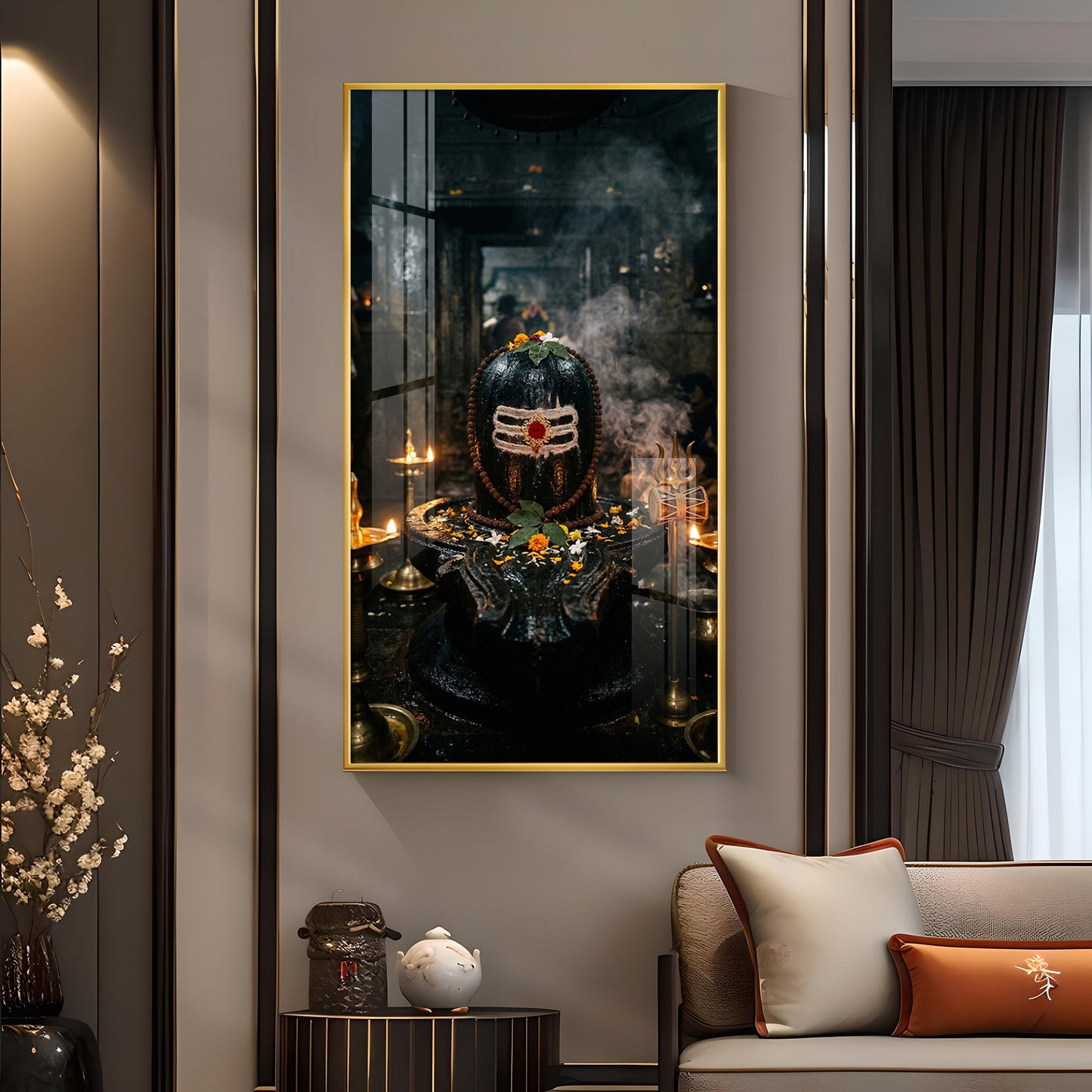 Shiv Maheshwar Glass Finish Vertical Wall Art