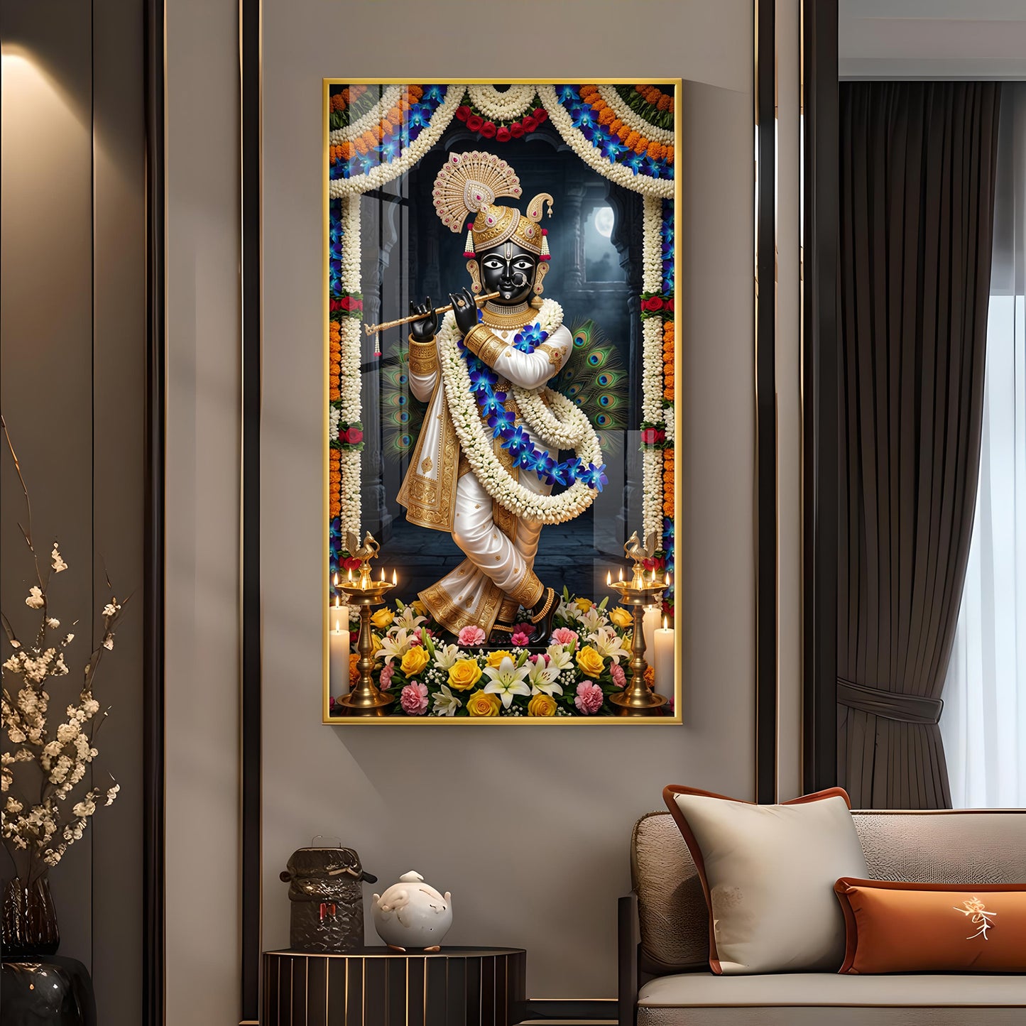 God Shreenath Ji Glass Finish Vertical Wall Art