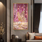 Elegant Pink Butterfly Glass Finish Vertical Wall Art