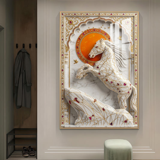 The Sacred Horse Glass Finish Vertical Wall Art