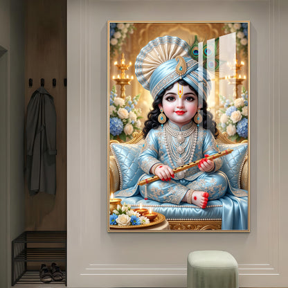 Lord Bal Gopal Glass Finish Vertical Wall Art