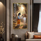 LIttle Krishna With Calf Glass Finish Vertical Wall Art