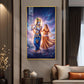 Radha Krishna Divine Glass Finish Vertical Wall Art