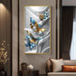 Golden Blue Flutter Glass Finish Vertical Wall Art